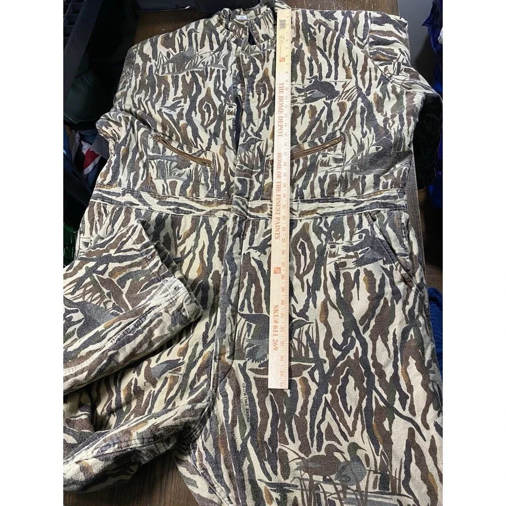 Vtg 90s Rattlers Brand Camo Coveralls Insulated Hunting Suit 3XL Long USA Made
